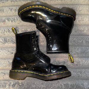 Dr. Martens Black Leather Boots with Yellow Insole